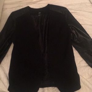 H&M black blazer with leather sleeves